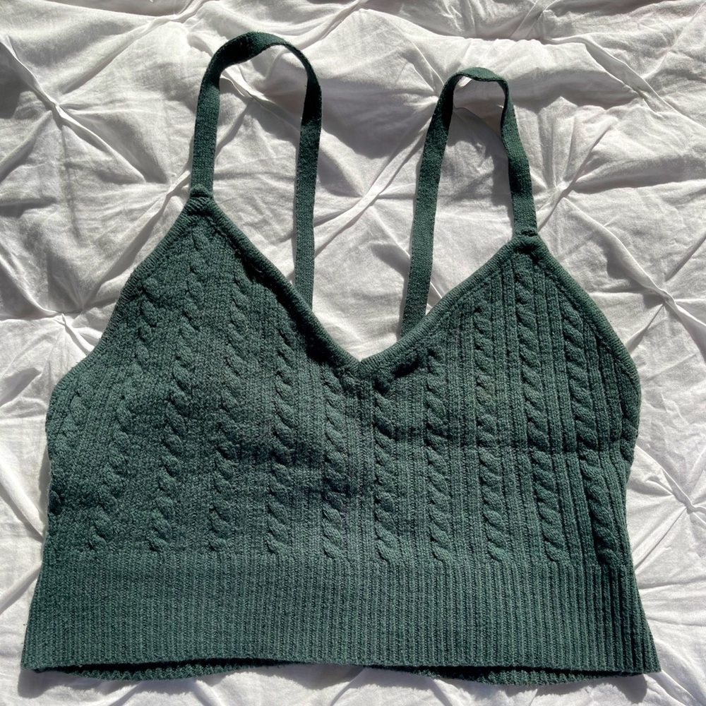 Olive Green Knit Crop Top